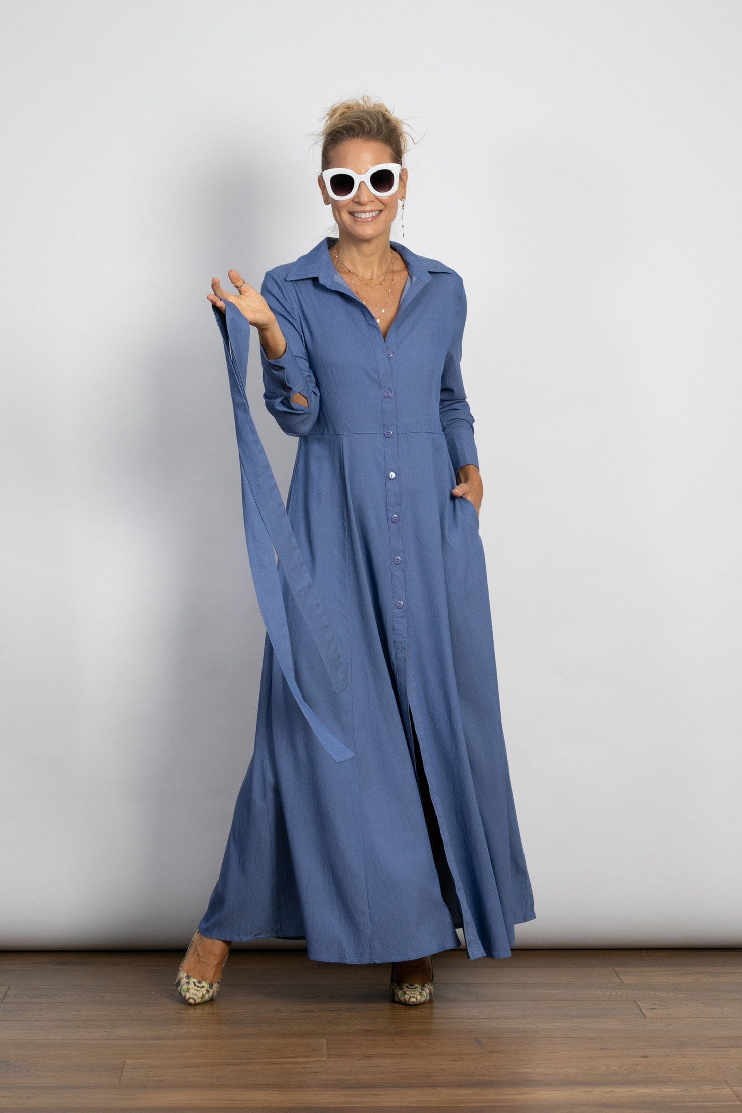 LIMA שמלה מקסי כפתורים image 13