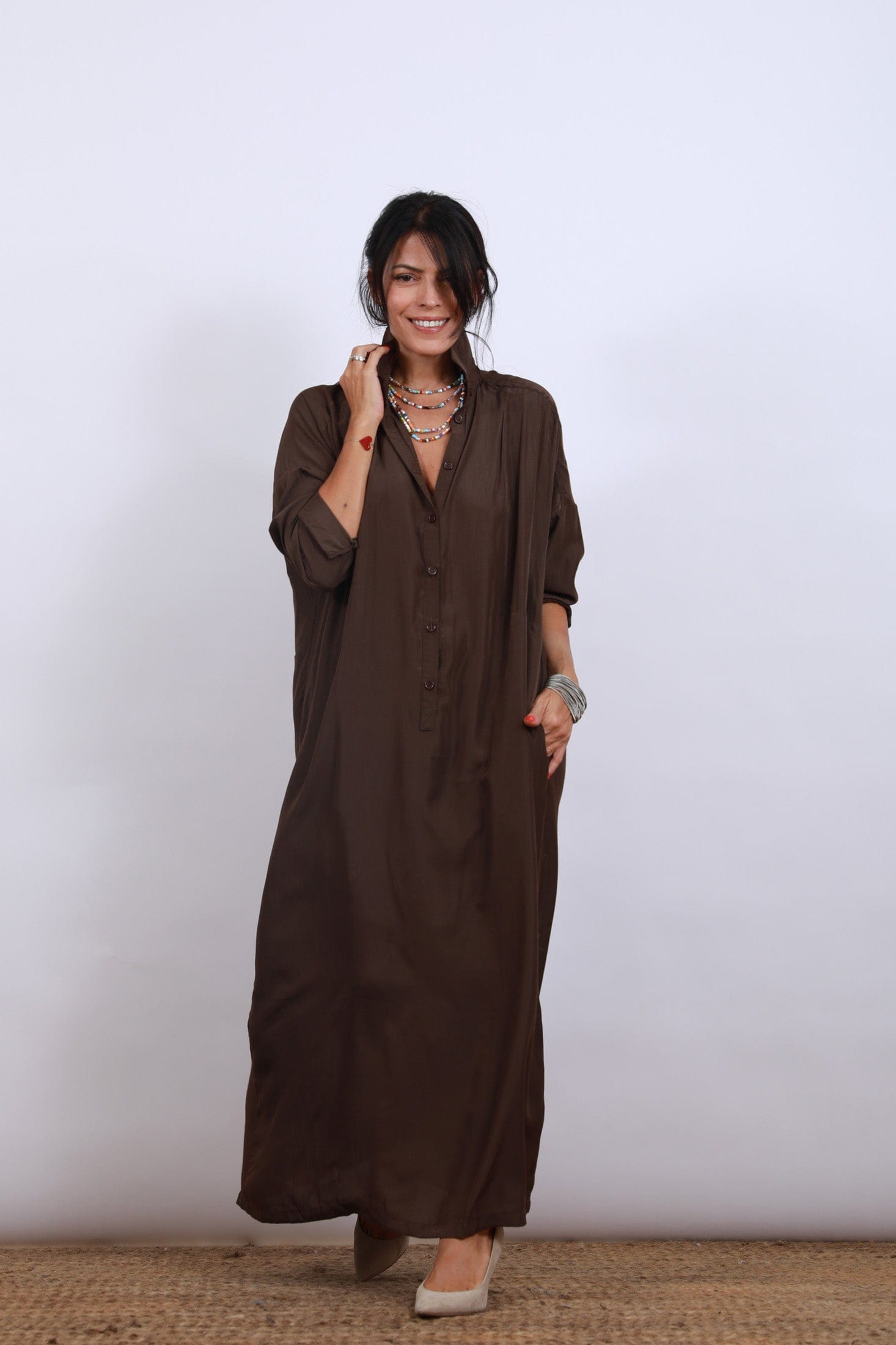 DEMON שמלה חומה מקסי image 6