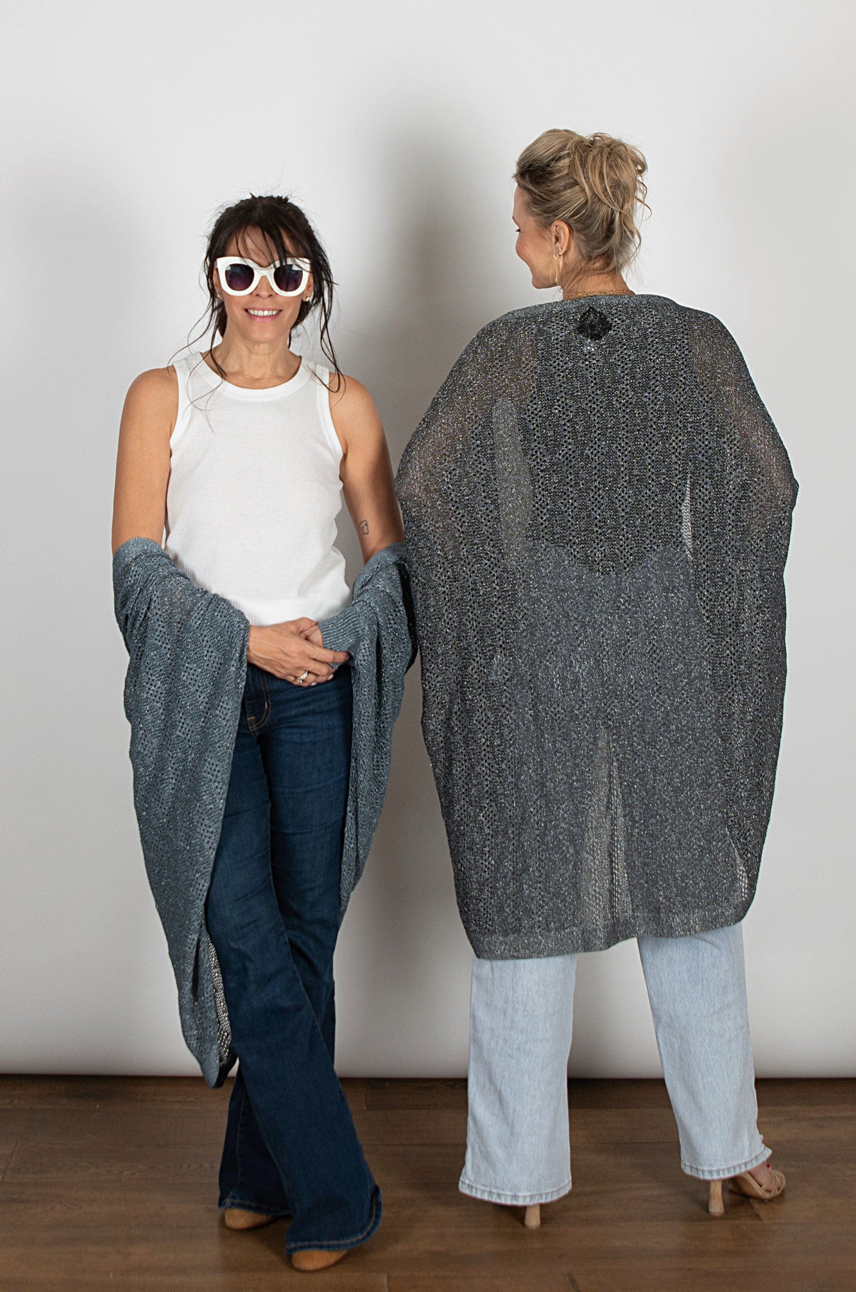 LIAM  עליונית סריג חורים כחול כסוף image 12