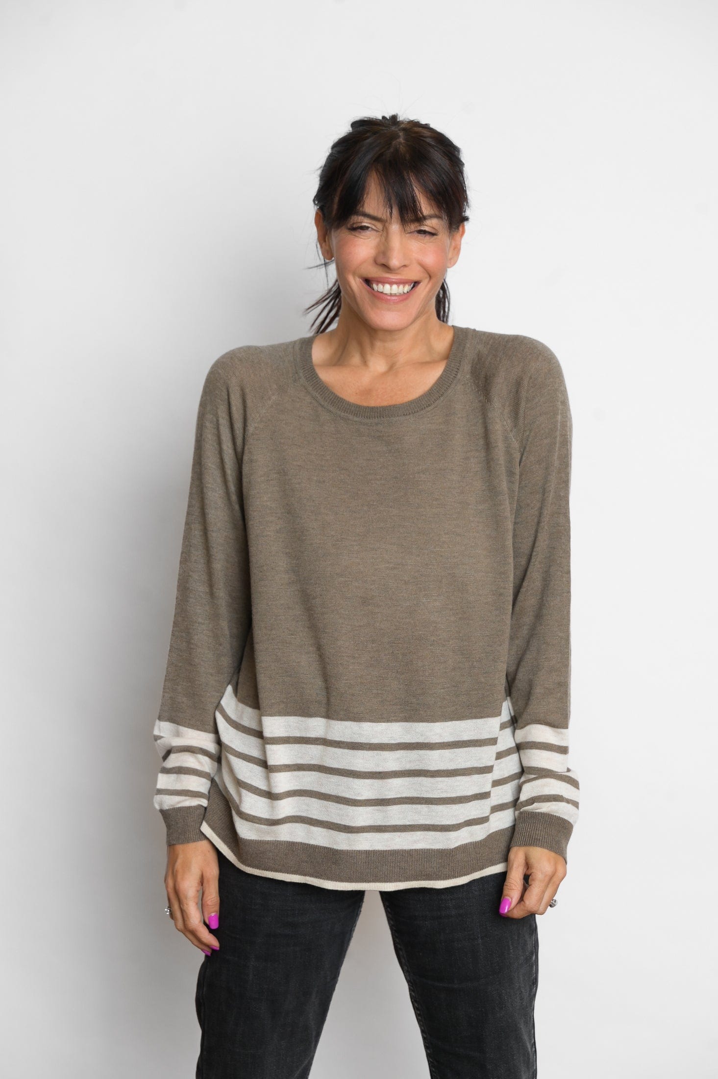 ARKI סריג פסים חום לבן image 8