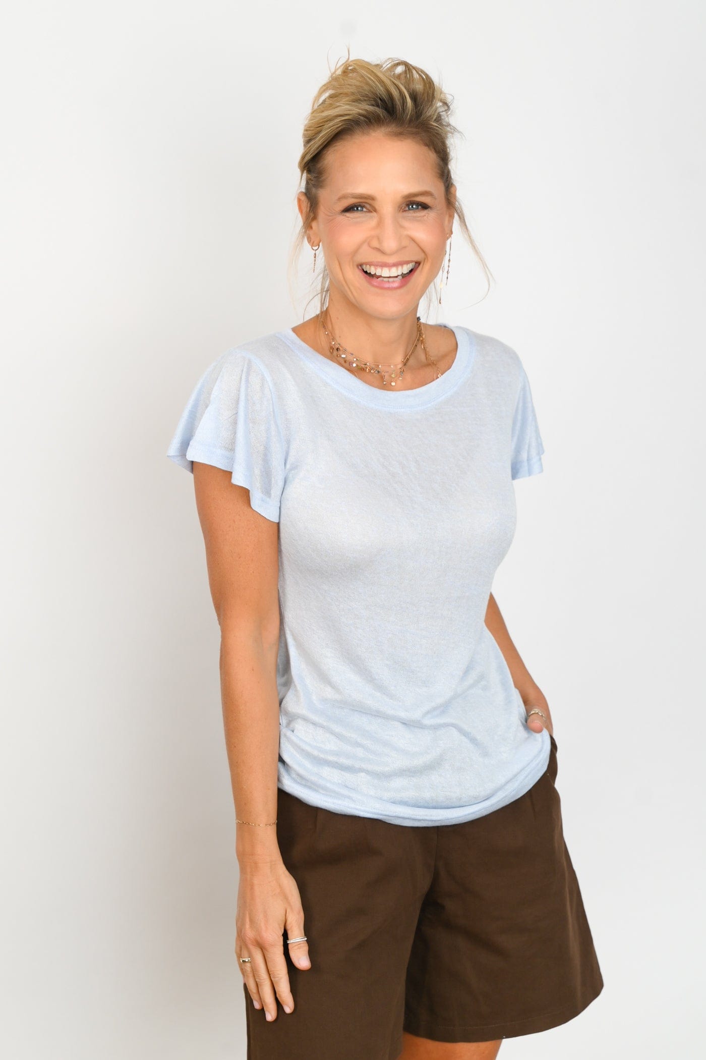 TROY חולצה תכלת בייסיק image 3