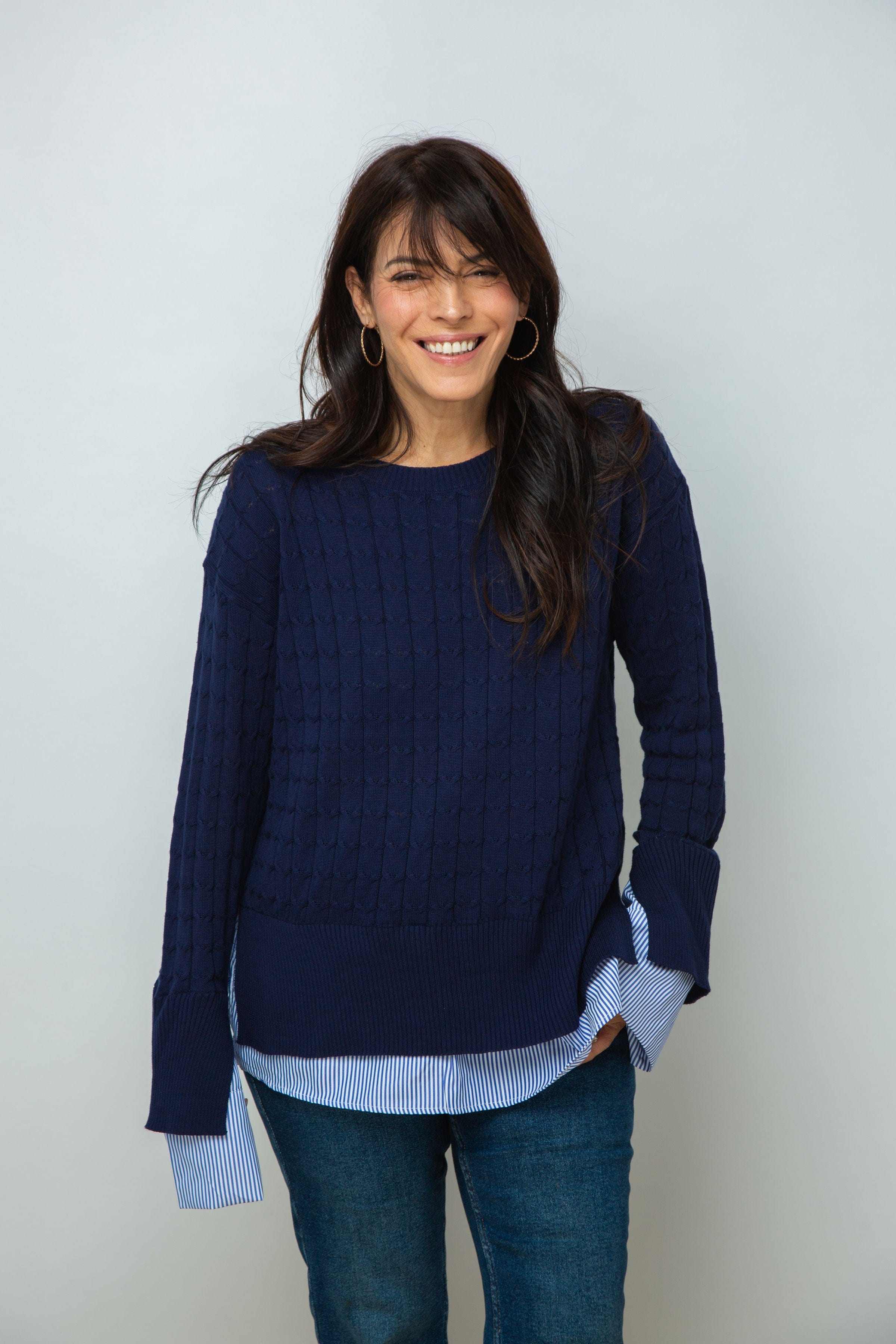 ST.MORITZ סריג צמות חולצה כחול image 0