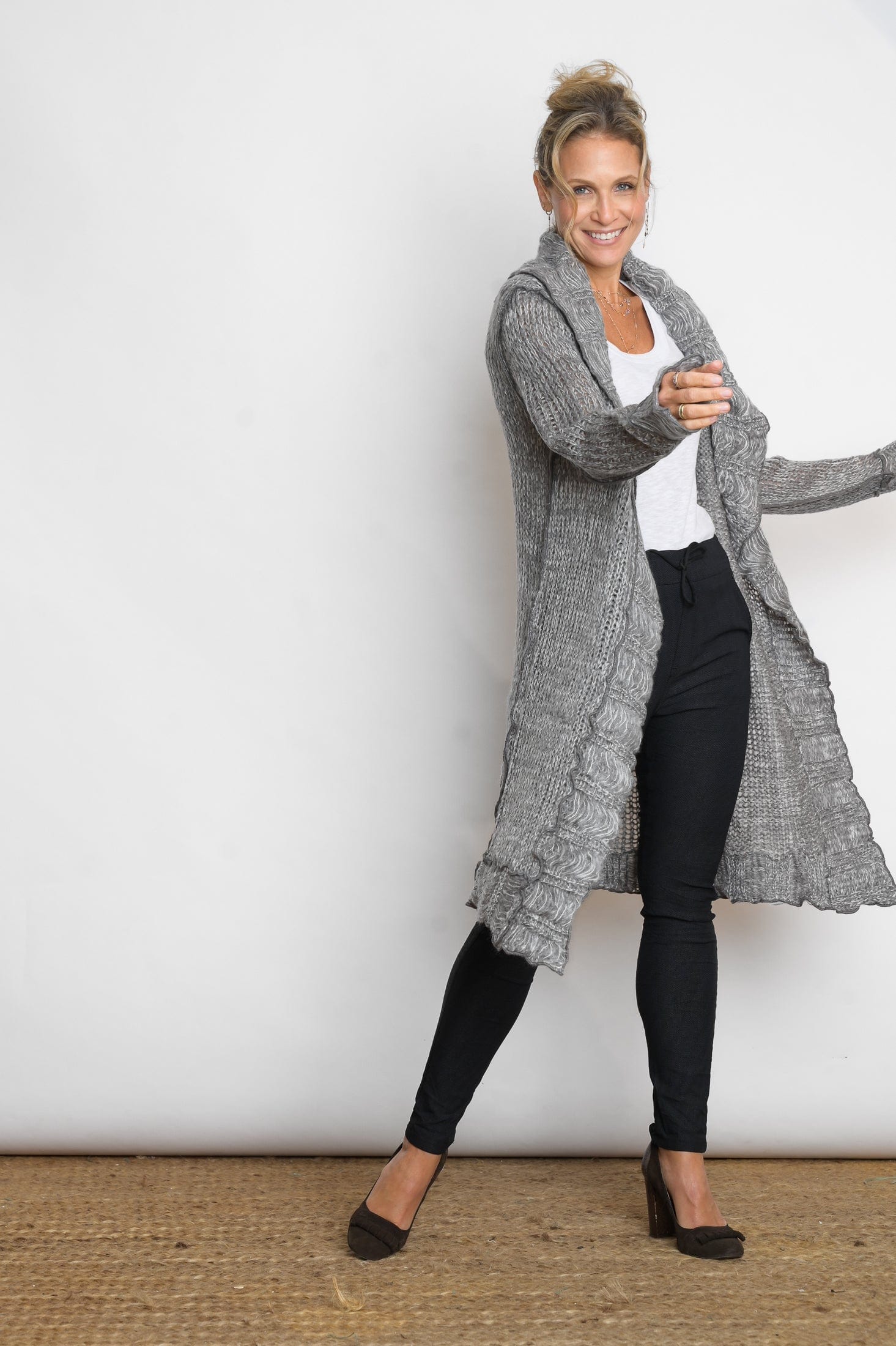 PAROS עליונית סרוגה אפור לבן image 2