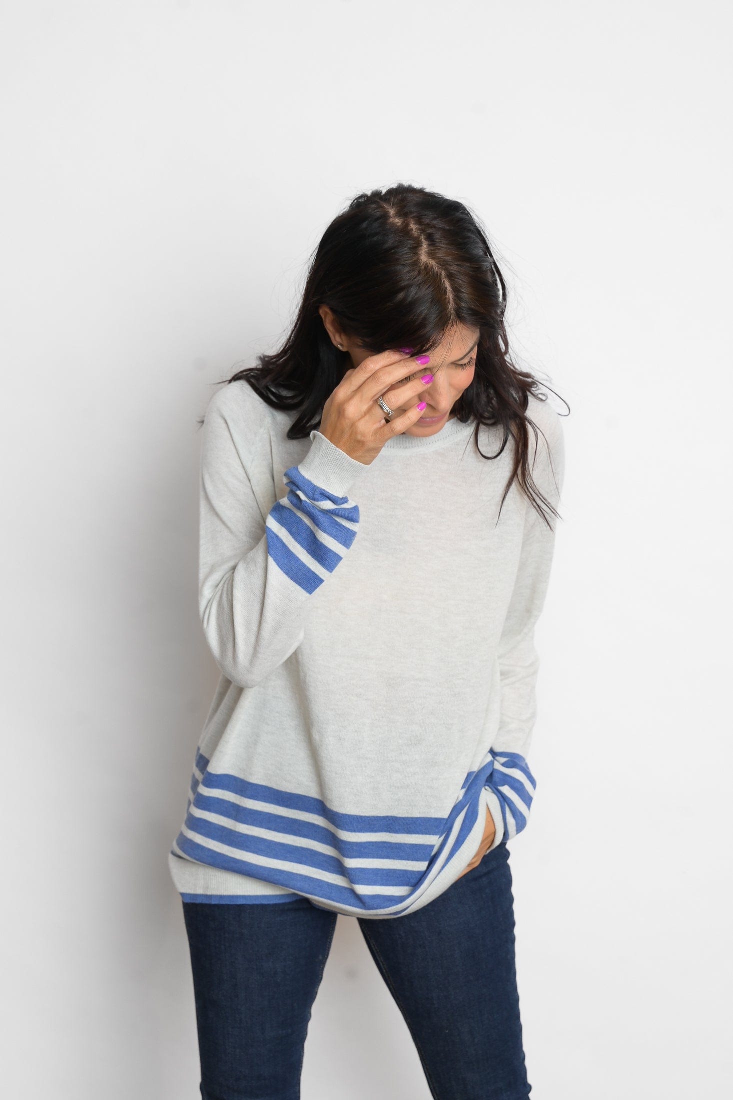 ARKI סריג בהיר מלאנז׳ כחול image 2