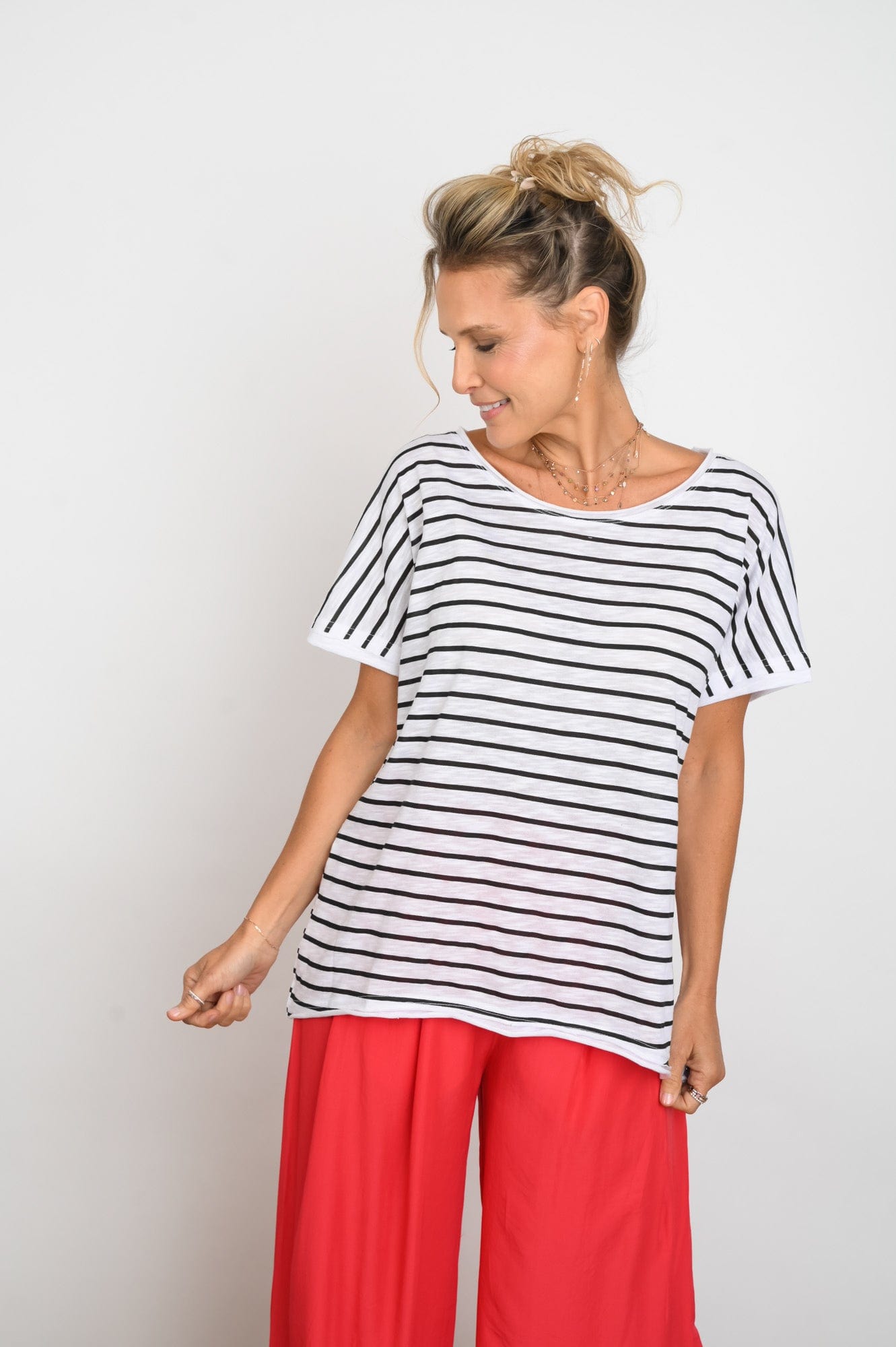 TRIP  חולצה לבנה פסים בשחור image 7