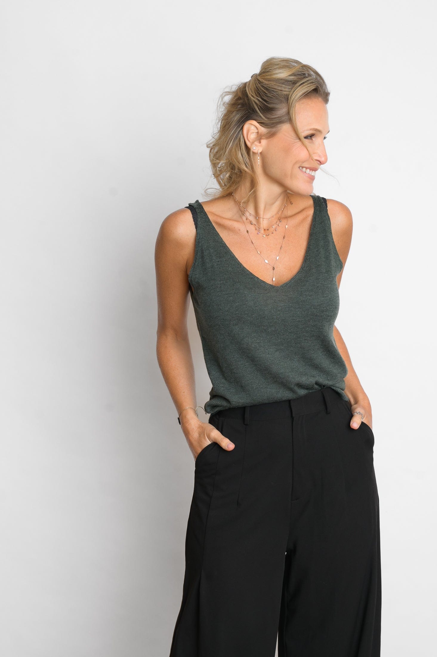 LEMNOS גופיית סריג ירוק image 3