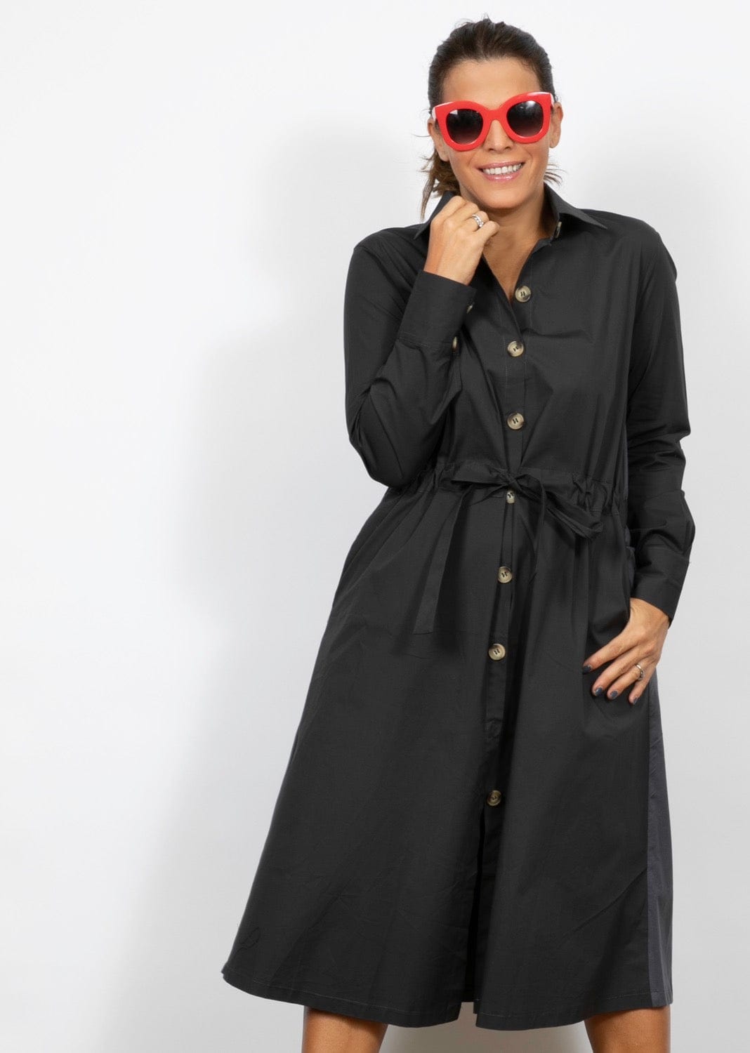 SAFIR שמלת כפתורים אפורה מידי image 2