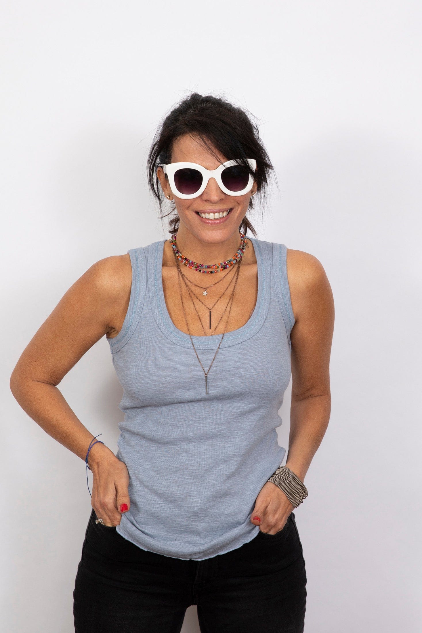 ARES גופיה תכלת צמודה image 0