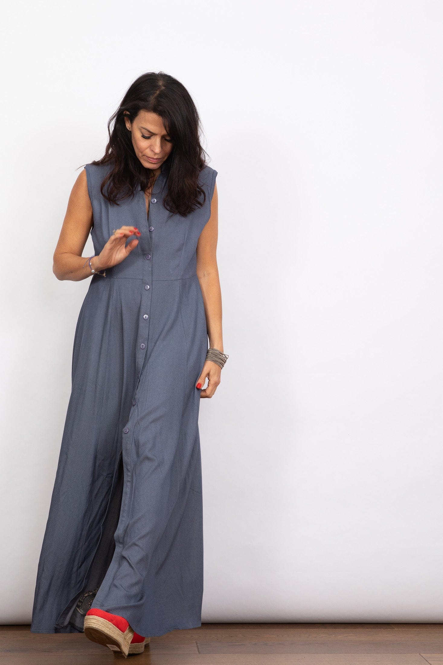 LIMA שמלה מקסי כפתורים image 6