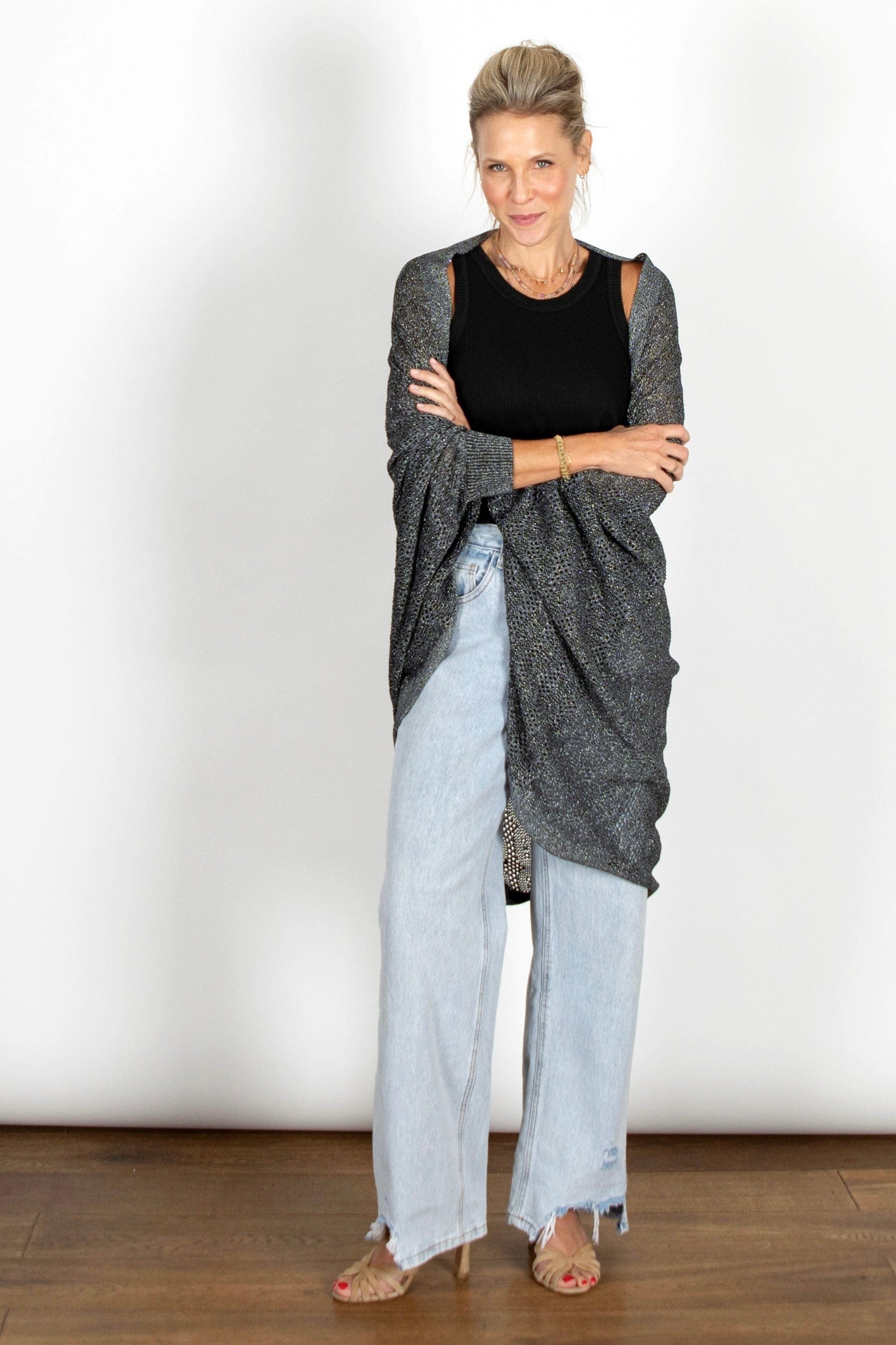 LIAM  עליונית סריג חורים שחור image 0