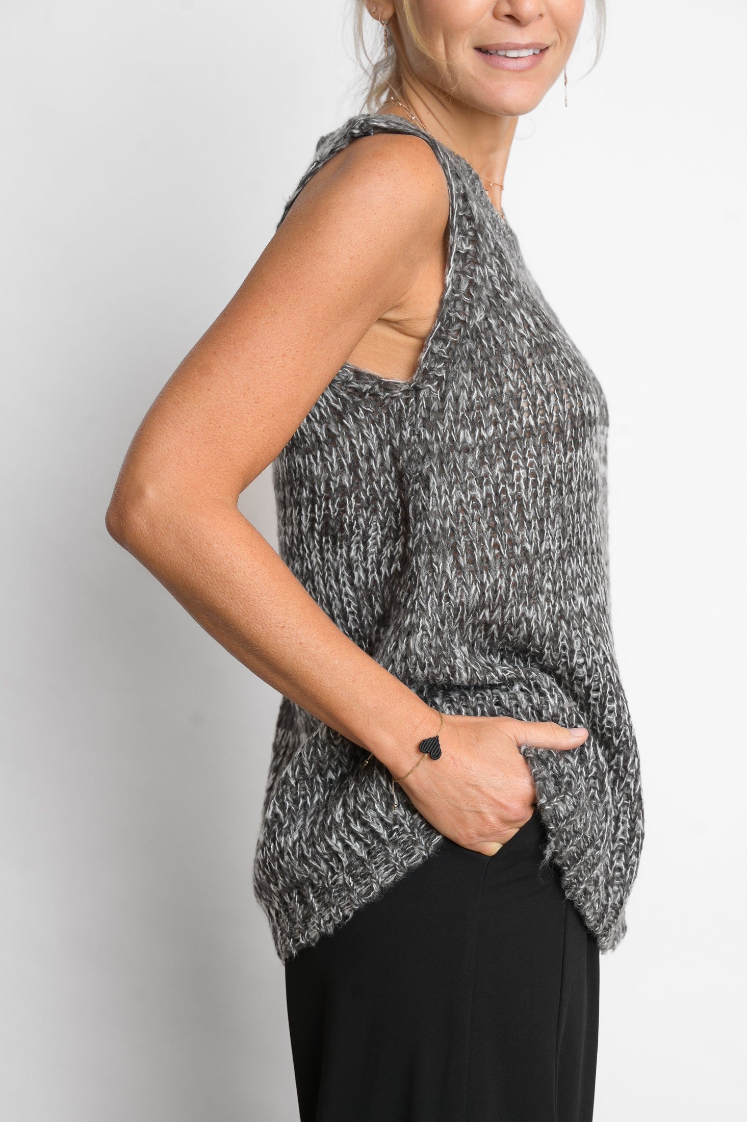 LOS אפודה שחור לבן סריג image 8