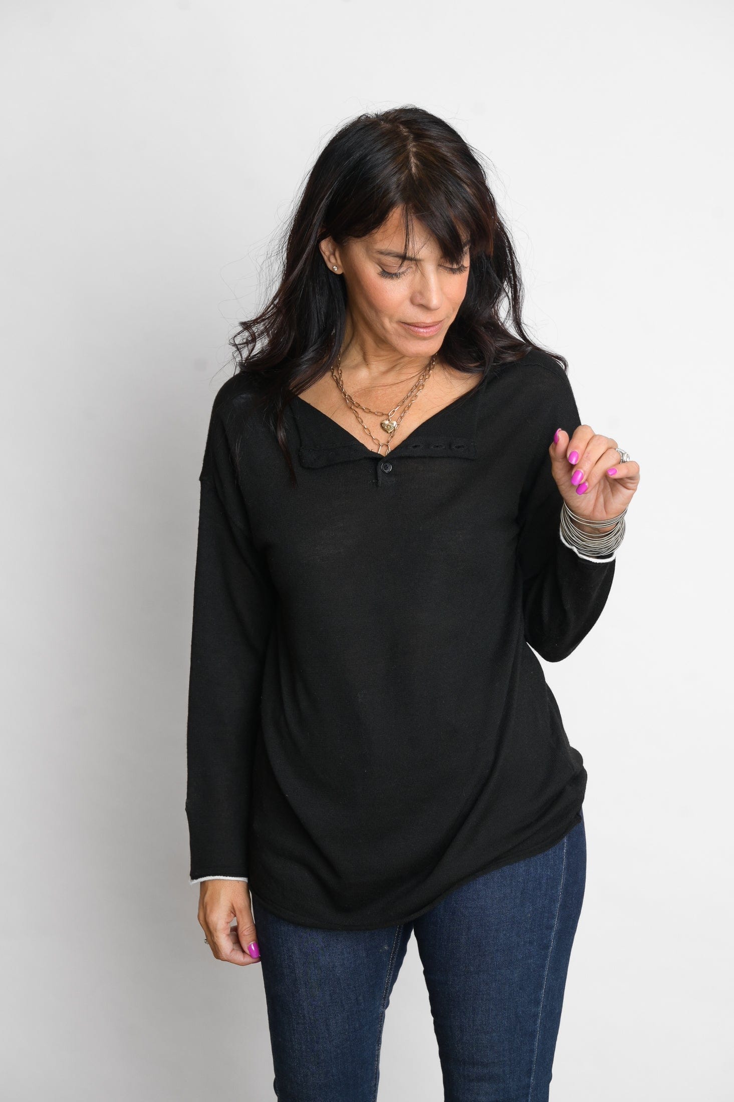 TILOS סריג כפתורים שחור image 3