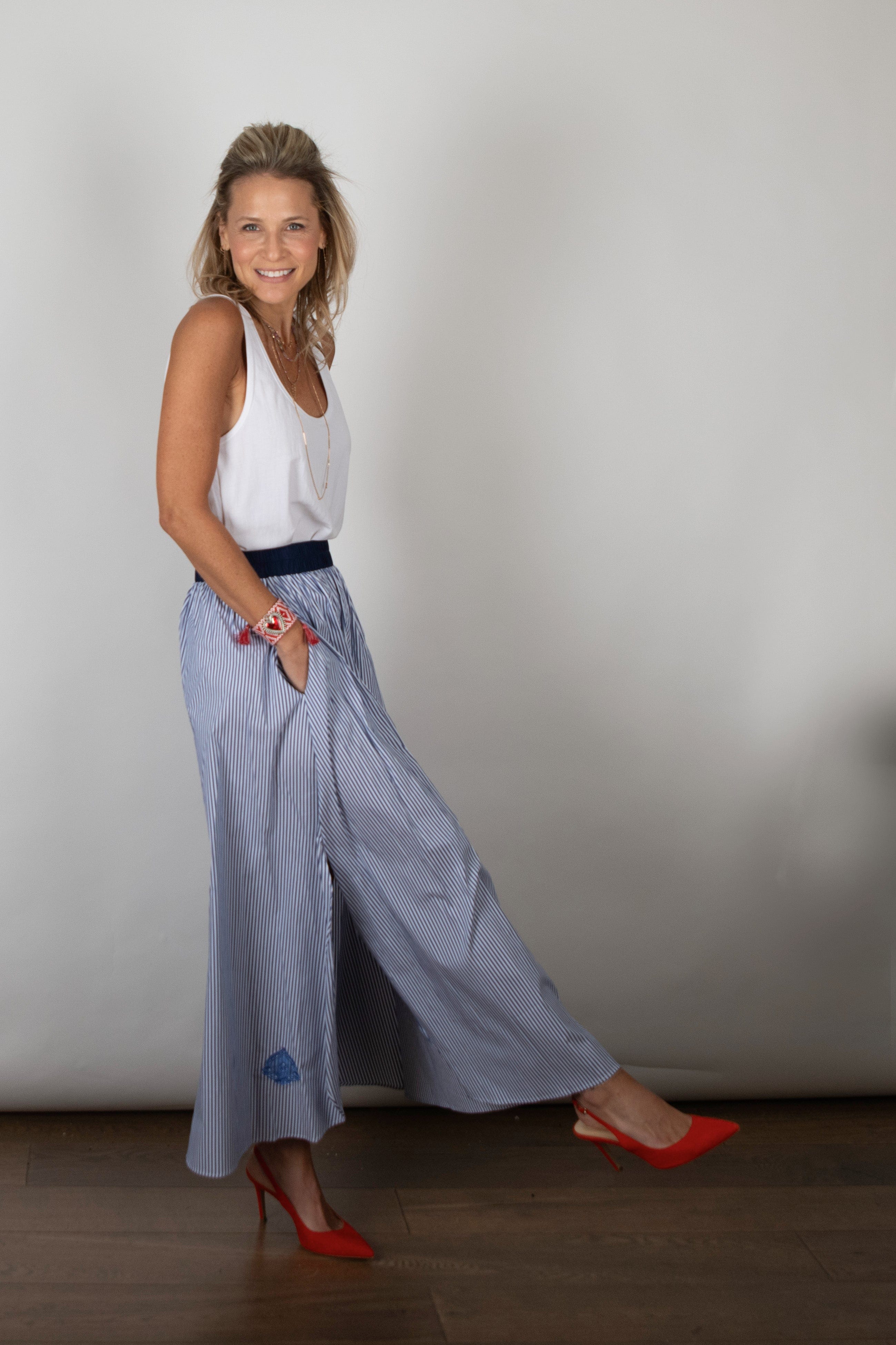 CLARSON חצאית פסים כחולה image 4