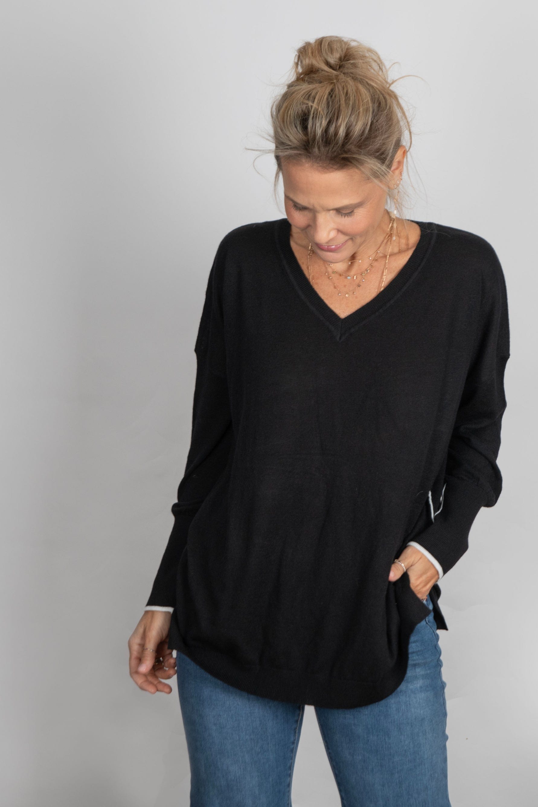 LENNOX  V סריג אוברסייז שחור image 1