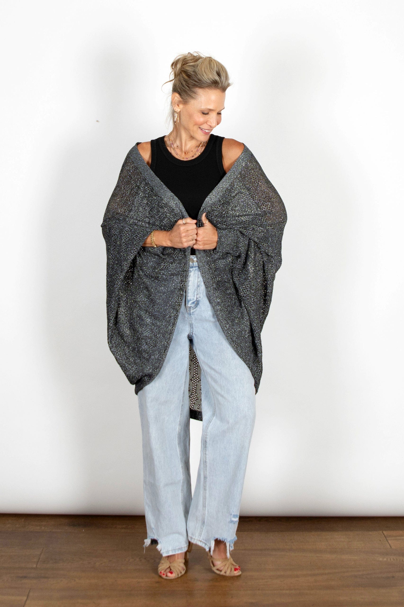 LIAM  עליונית סריג חורים שחור image 12