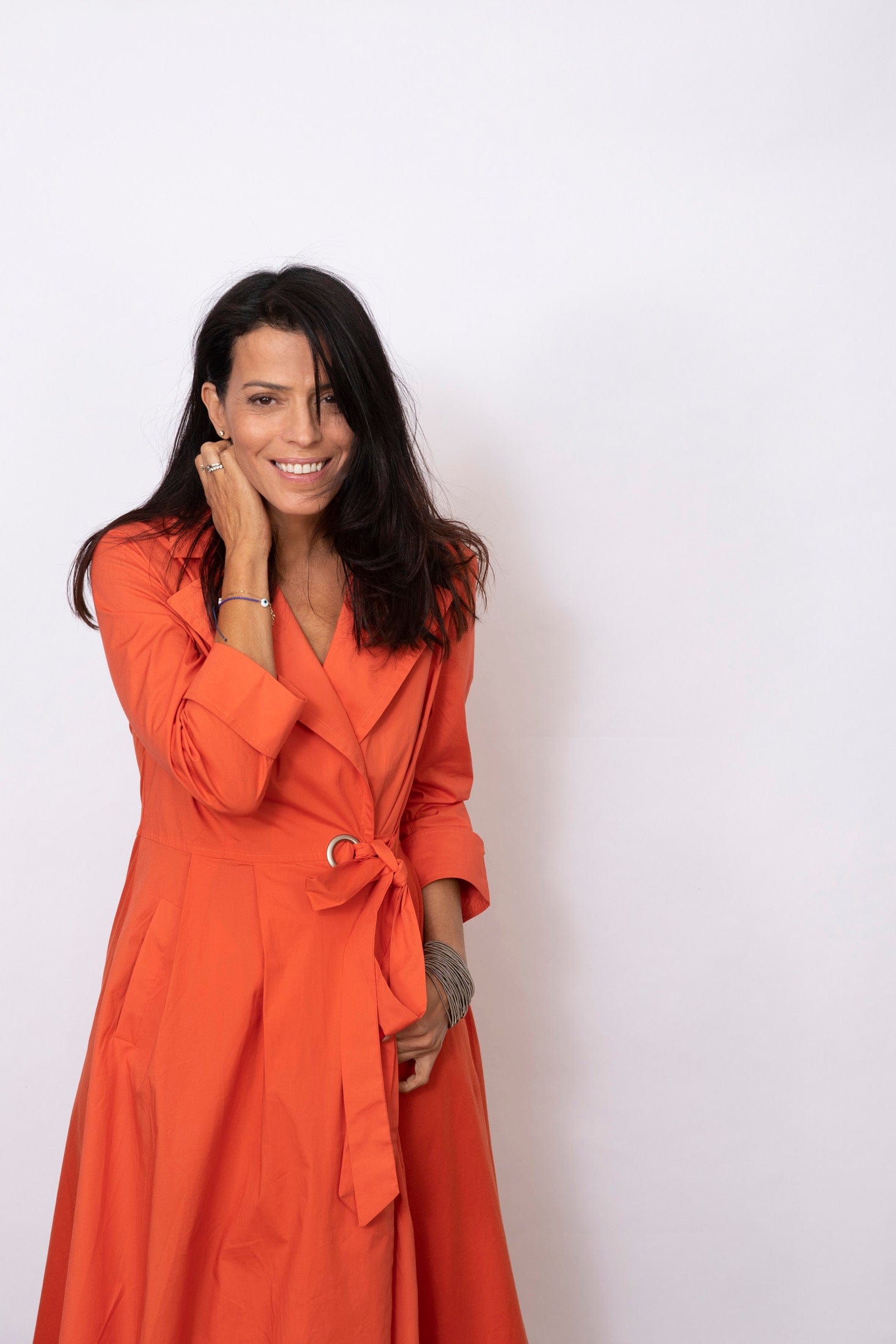 ATLAS  שמלת מעטפת כתומה image 2