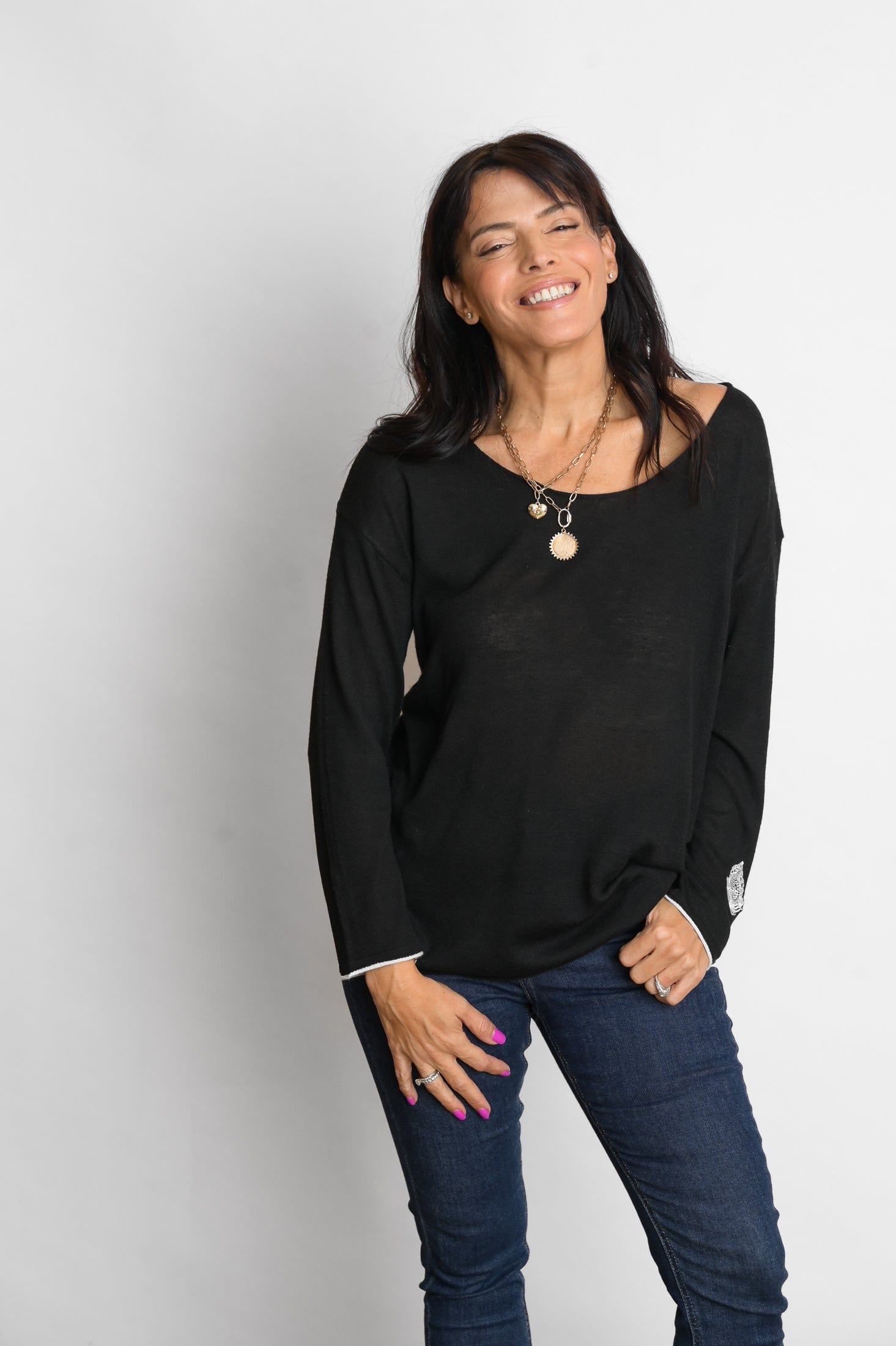 TILOS סריג כפתורים שחור image 4