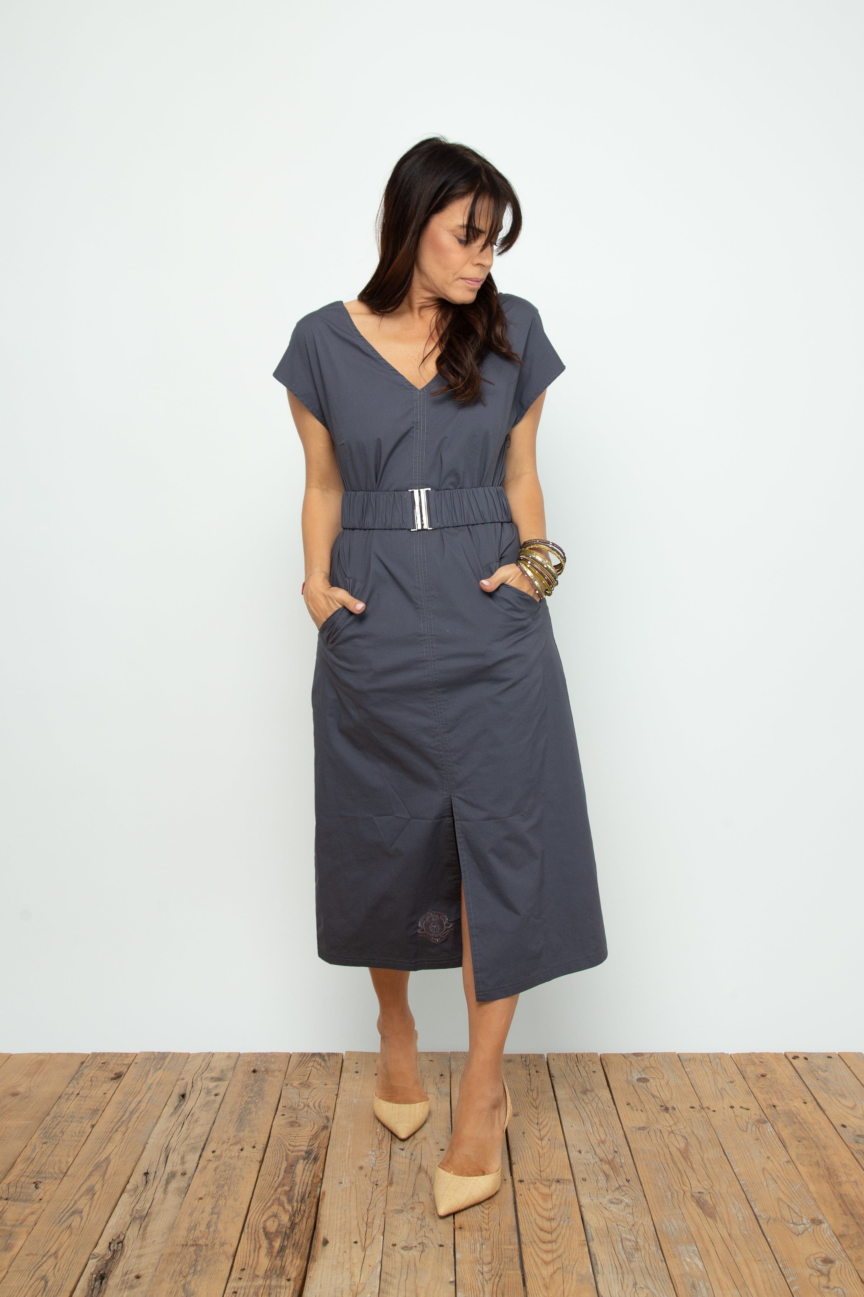 POOLY NEW שמלה מעוצבת אפורה image 5