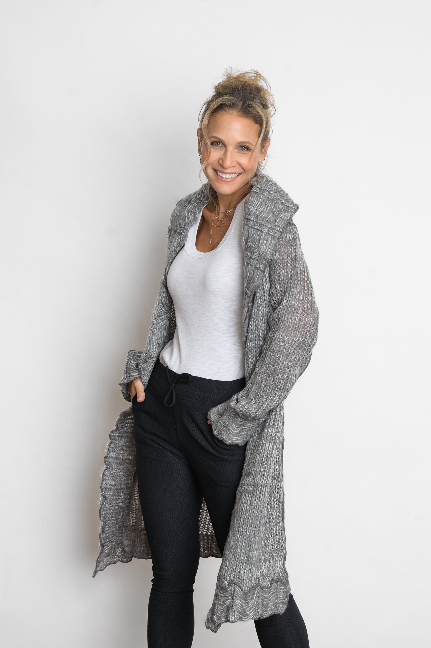 PAROS עליונית סרוגה אפור לבן image 6