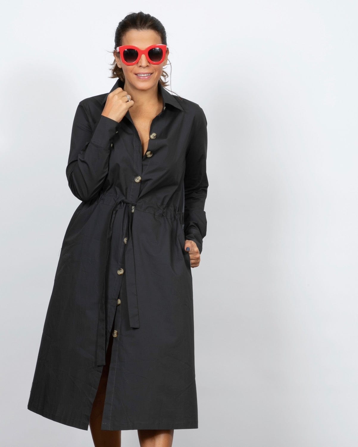 SAFIR שמלת כפתורים אפורה מידי image 3