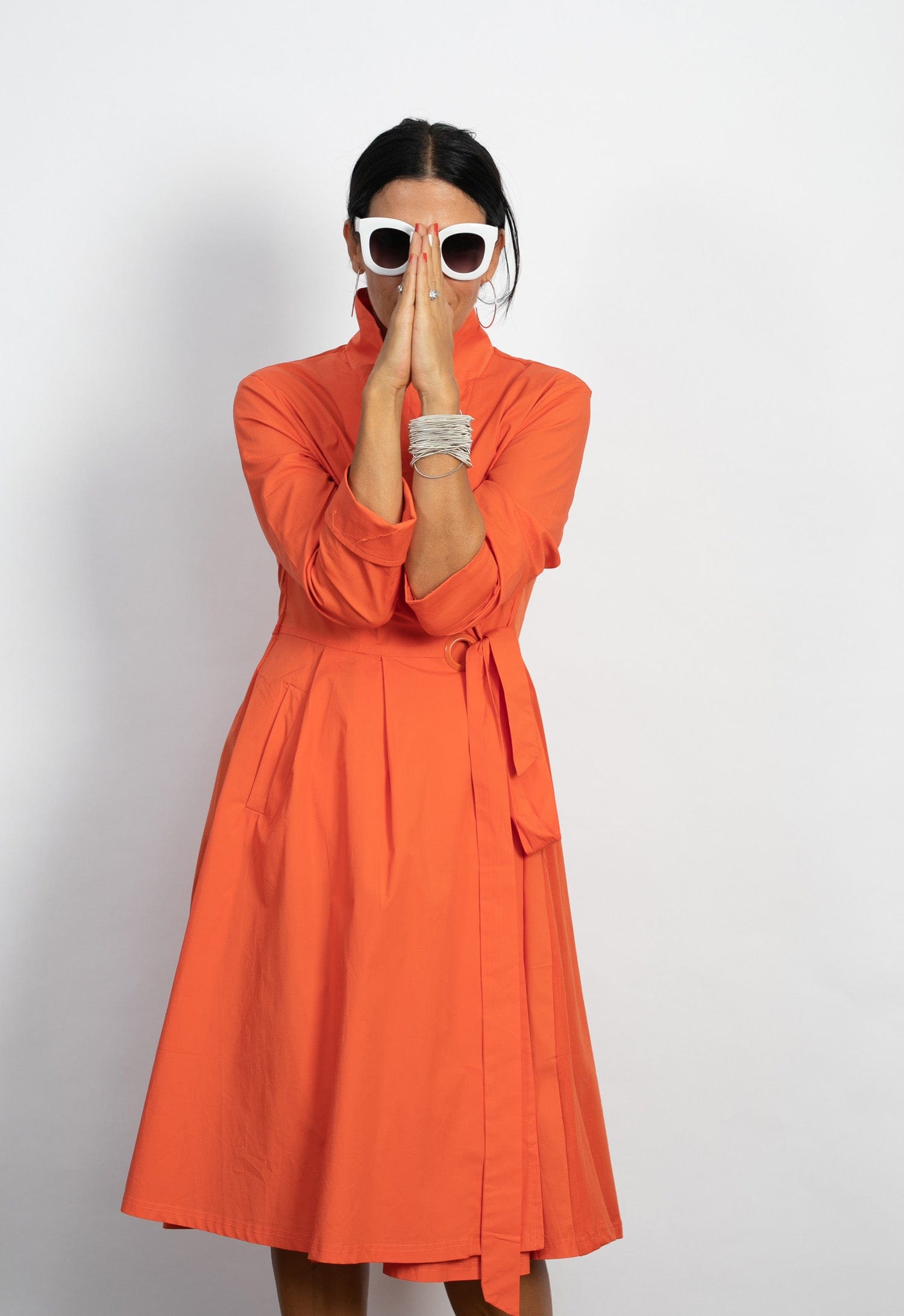 ATLAS  שמלת מעטפת כתומה image 9