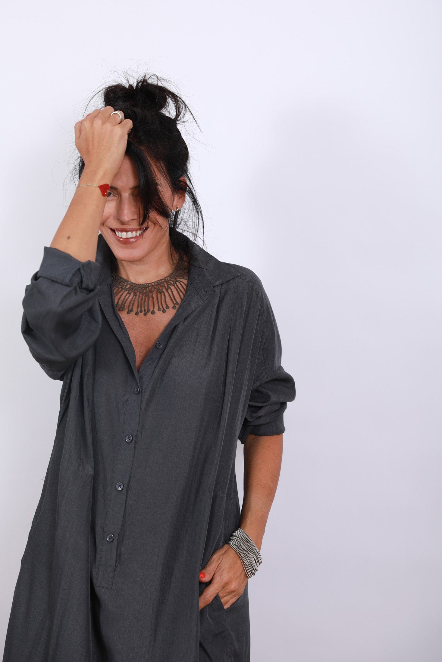 DEMON שמלה אפורה מקסי image 6